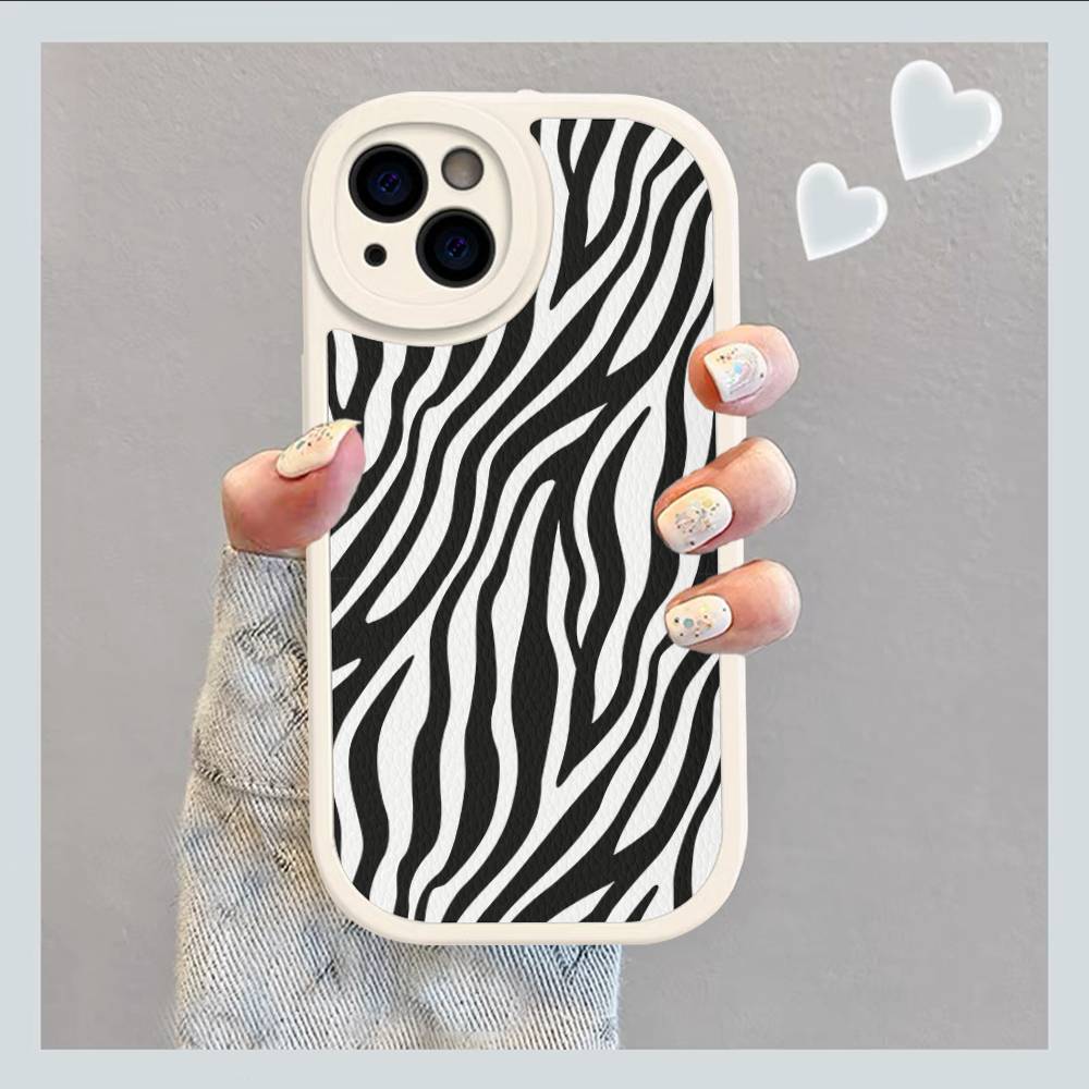Zebra Print Clip Art For IPhone 16 15 14 13 12 11 Pro Max Plus Leather Phone Cover