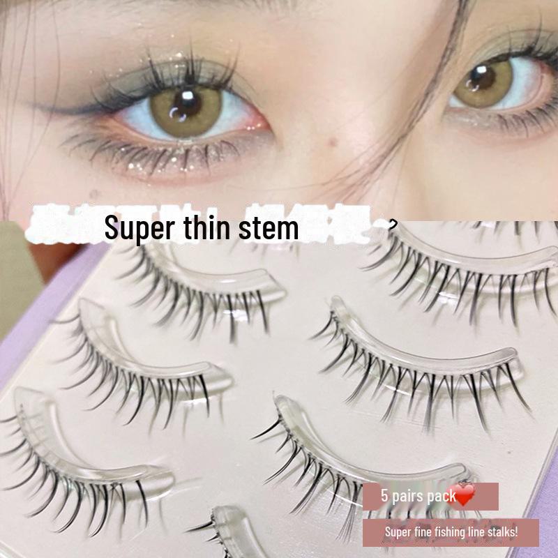 Mengji Shangpin M08 Airy Sunflower Fairy False Eyelashes - Natural Transparent Thin Stem