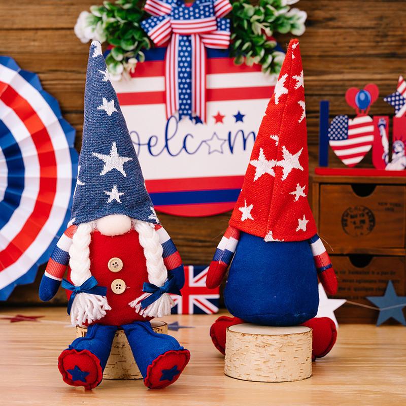 Unique Gnome Patriotic Doll With Long Legs And American Flag Design For Holiday Display