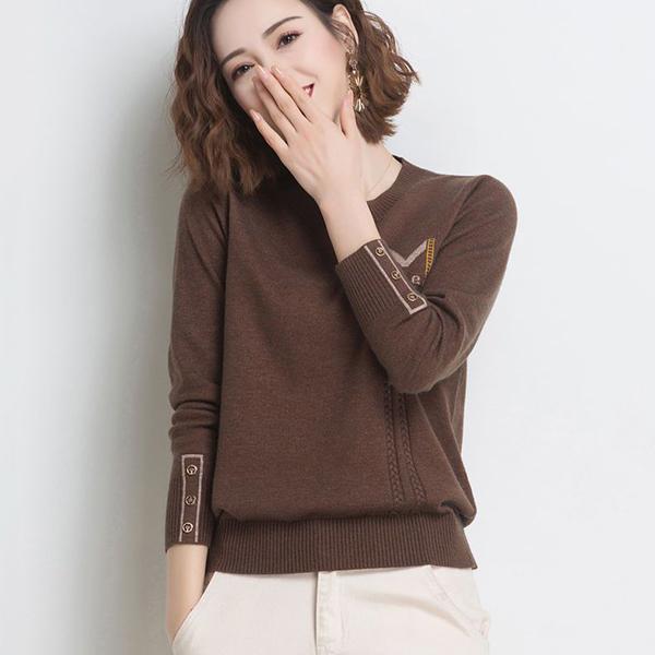 WTEMPO Women Spring Autumn Knitted Pullovers All-match Solid Color Long Sleeve Sweater Tops O-Neck Bottoming Jumpers Knitwear