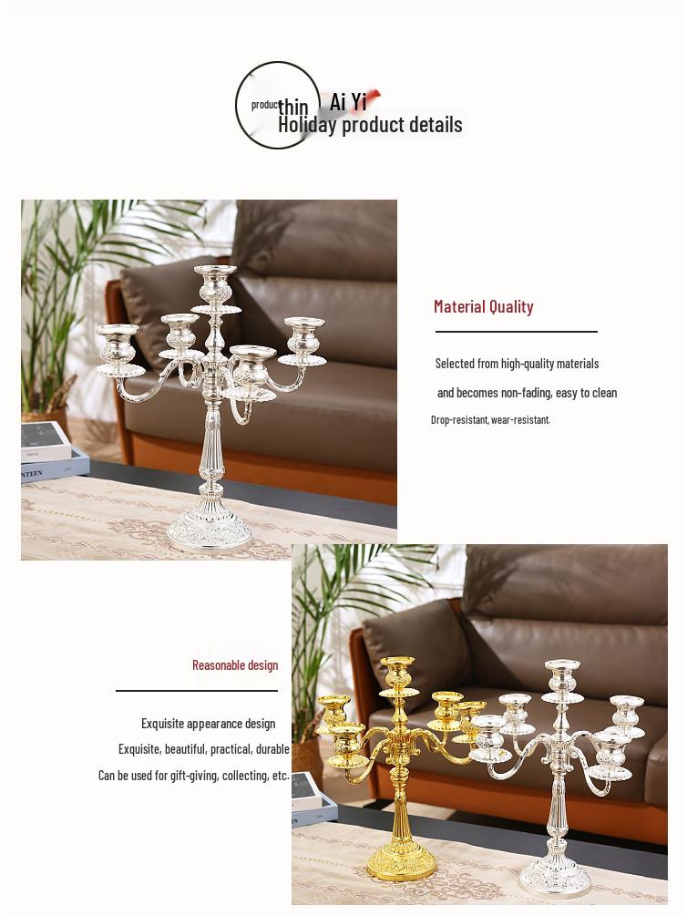 Europejski Retro Złoty Świecznik: Romantyczny świecznik do dekoracji domu, stołu jadalnego i aromaterapii