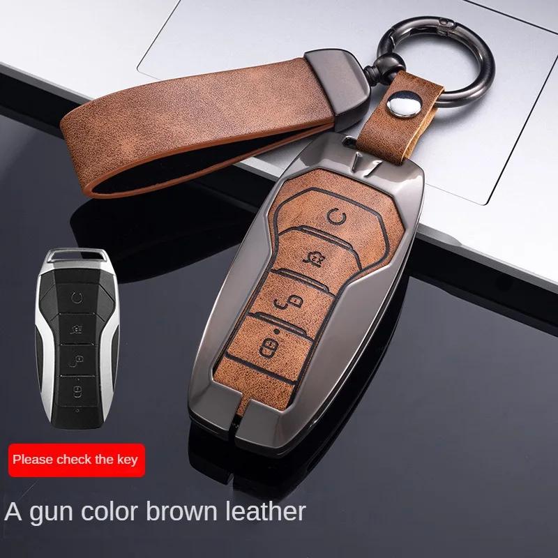 Top Quality Key Case Cover for BYD Song Plus Atto3 Han EV Tang DM Qin Seal Dolphin Leather Metal Remote Keychain Car Accessories