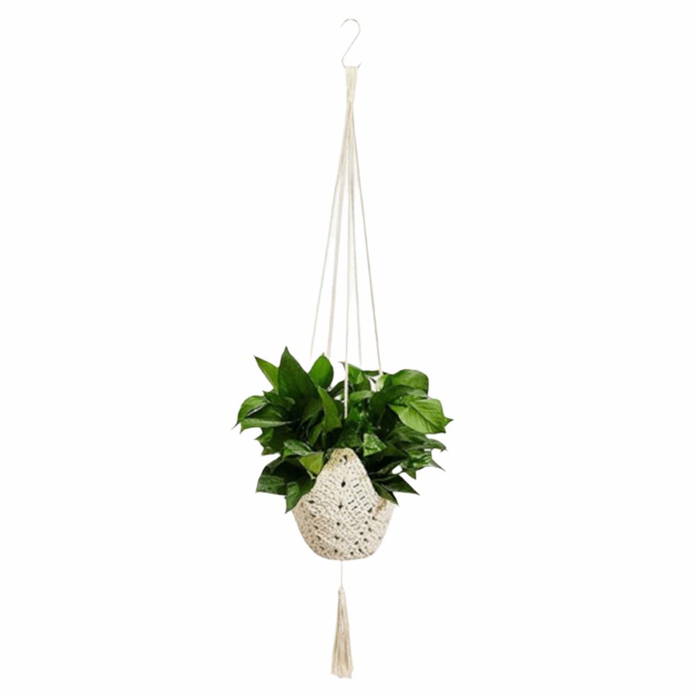 Bohemian Macrame Plant Hanger Sturdy Flower Pot Net Scoop Hanging Basket Home Decor белый