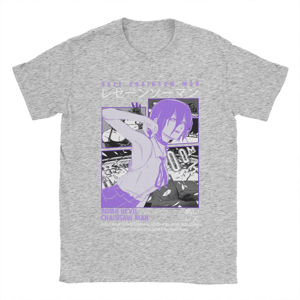 Chainsaw Man Reze Movie Devil Mens T Shirt  Novelty Tee Shirt Short Sleeve Crew Neck TShirt Cotton Birthday Present Tops