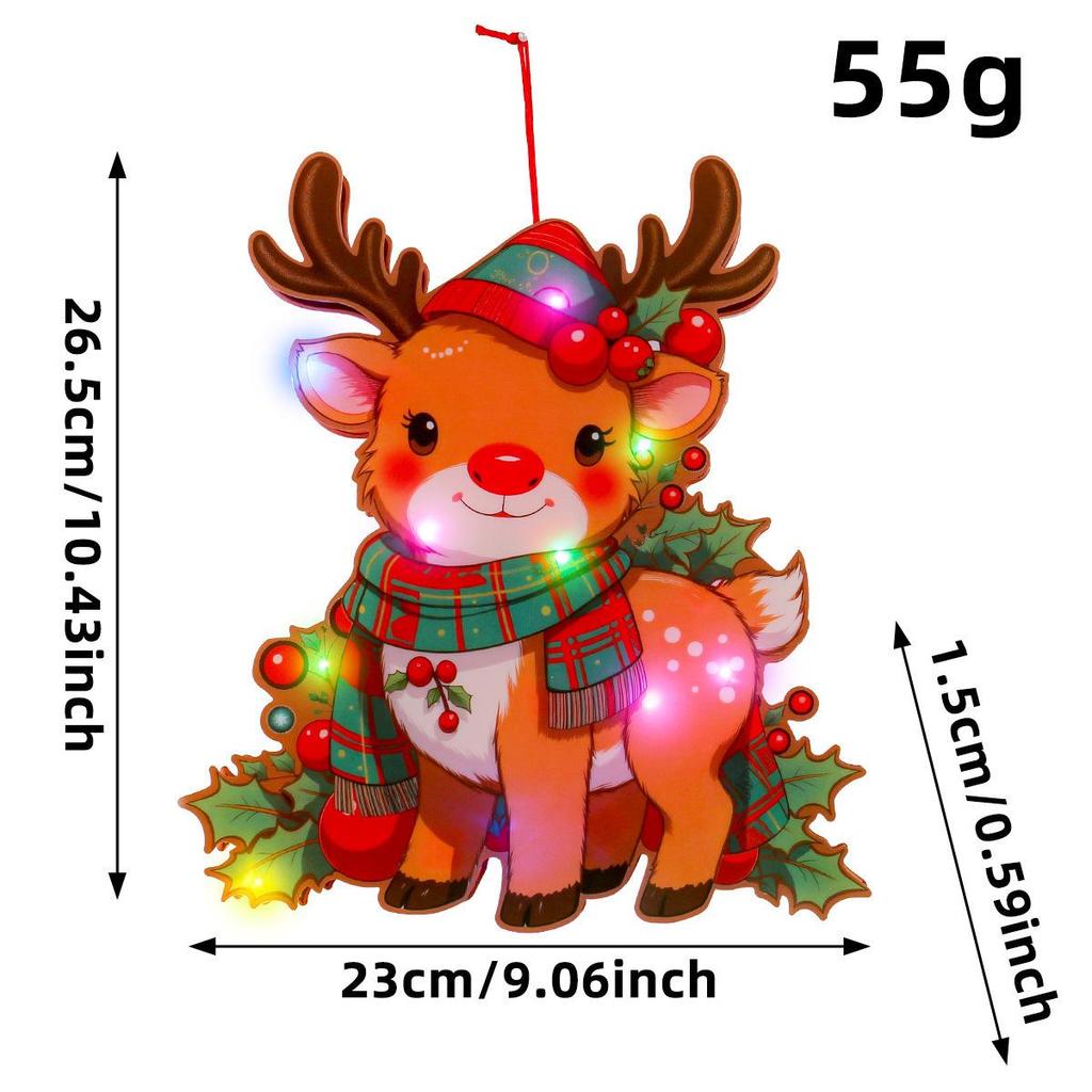 Christmas Glowing Ornaments: Santa, Reindeer, Polar Bear, Wreath Door Decorations