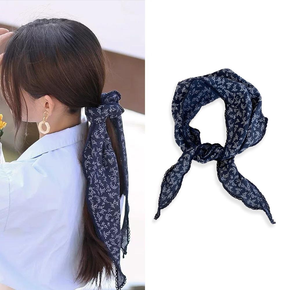 European and American classic long-staple cotton long scarf cashew headband headscarf silk scarf high-end square scarf light luxury minimalist