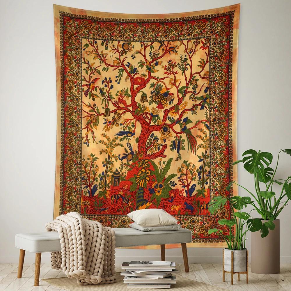 Flying Bird Tree of Life Tapestry Wall Hanging Bohemian Abstract Mysterious Witchcraft Hippie Tapiz Living Room Home Decor