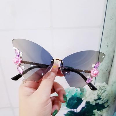 Gafas de sol de mariposa de lujo para mujer, marca y2k, Vintage, sin montura, de gran tamaño, gafas de sol góticas
