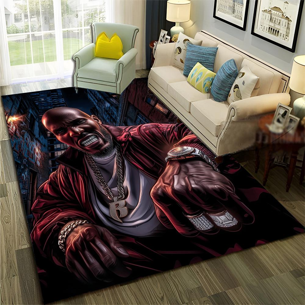 3D Top Rapper Legende Star Kunst Cartoon Hip Hop Teppich für Schlafzimmer Wohnzimmer Sofa Zuhause Fußmatte Dekor,großer Spiel-Rutschfester Bodenbelag
