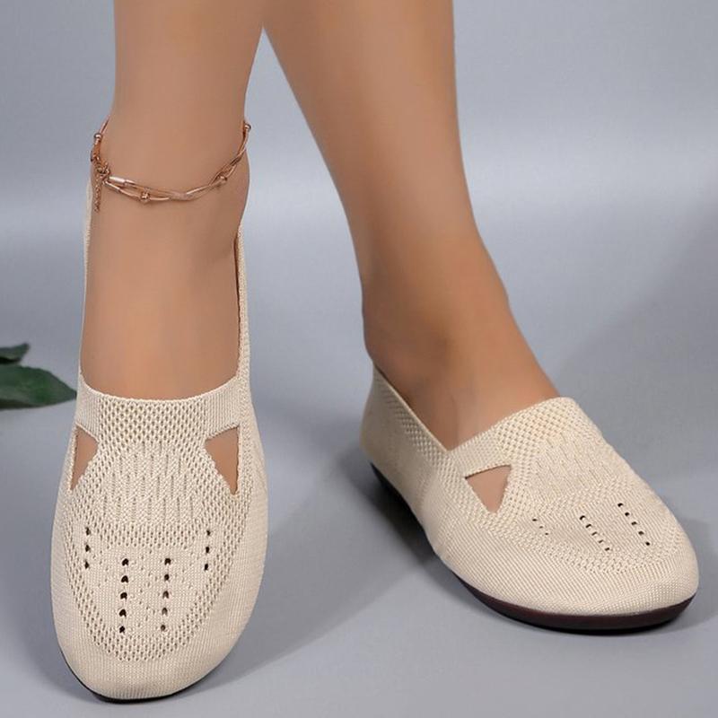 Fashion Summer/autumn Breathable Mesh Flats Shoes Woman Non-Slip Hollow Cloth Women Soft Bottom Plus Size Single Shoes for Women