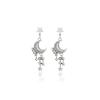 Silver Needle Korean Luxury Moon & Star Diamond Tassel Earrings