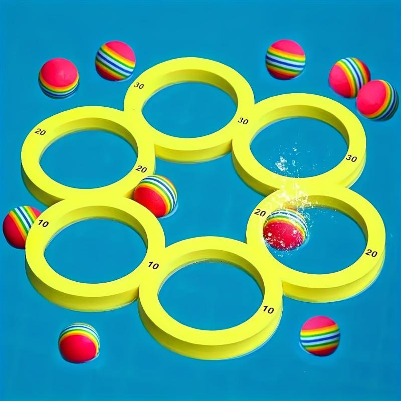 Pool Games Set With 10/12 Balls Pool Floating Throwing Games Floating Ring For Kids Adults Swimming Pool Water Game