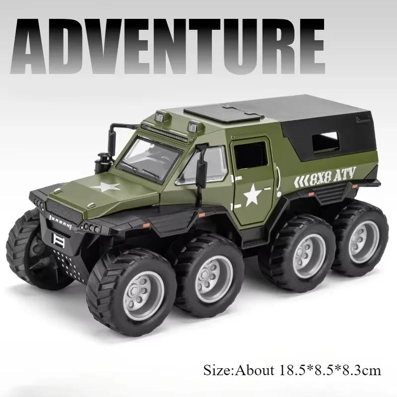 1:32 Russian Avtoros 8x8 Mammoth Models Diecast Cars Toys Doors Opened Sound Light Pull Back Miniature Vehices Fun Gift for Boys