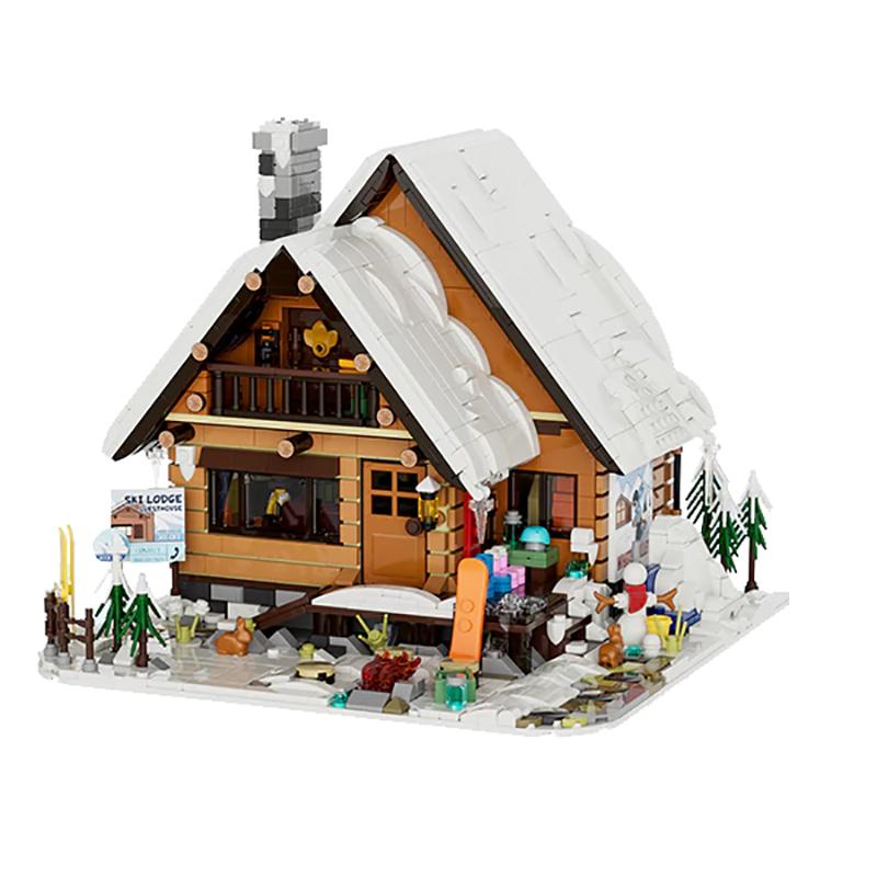 Snow Hut Christmas Ski Chalets House Buildings Sets,City With LED Model Modular Buildings Blocks Gift for Adults  Kids 2187 PCS