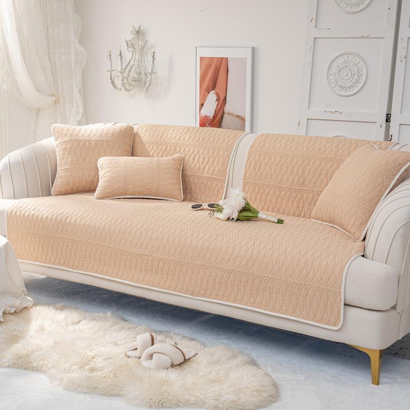 Four Season All Cotton Non-Slip Sofa Cushion Cotton Simple Modern Solid Color Cushion Universal Sofa Towel Cover Cover Cloth
