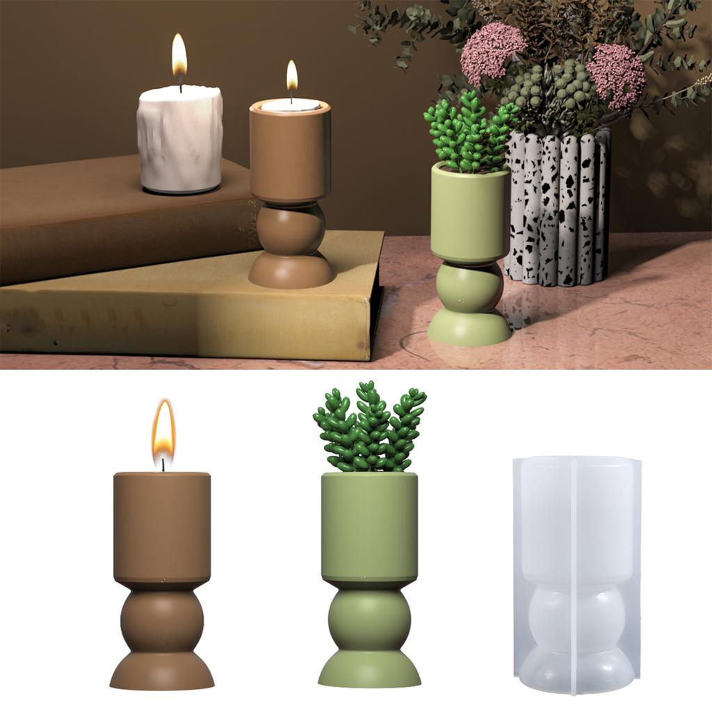 Unique Candle Holder Molds Crafting Molds Round Shape Candle Base Moulds Silicone Texture for Crafting Candlesticks
