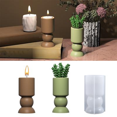 Unique Candle Holder Molds Crafting Molds Round Shape Candle Base Moulds Silicone Texture for Crafting Candlesticks