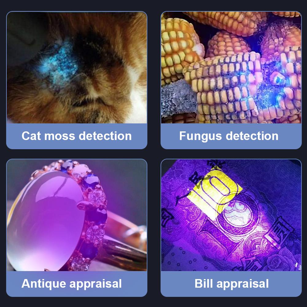 365nm USB Rechargeablec Ultraviolet Torch Pets SV57 Black Light Urine UV Flashlight Universal 3W Cat Tinea Money Ore Scorpion Detection