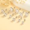 Goxygen 4/5/6/7/8mm Cubic Zirconia Stud Earrings For Women Men, Square Cut Crystal Earrings, Silver Plated Jewelry