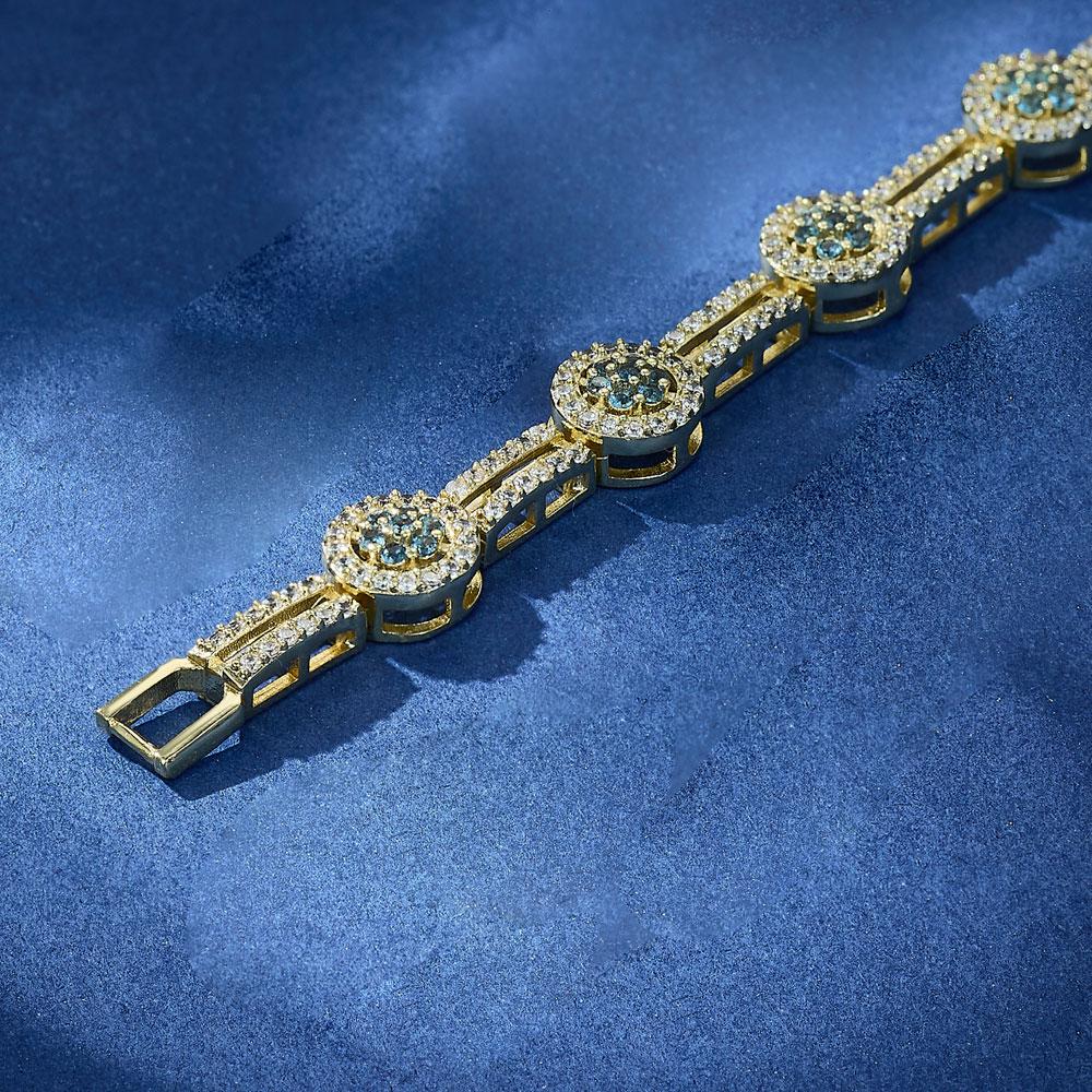 14K Gold Plated Fashion Tennis Bracelet 8mm Round Full Zircon Bracelets for Women