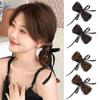 Fake Hair Braided Chignon Ribbon Bow Hair Clip Bun Fashion Hair Donut Bun  Women