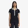 [Amy Winehouse] Print Trim Polo Shirt - Black Afpf261G132-102