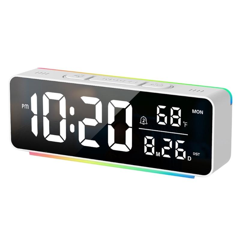 Bedside Digital Alarm Clock with Large LED Screen, Ambients Light and Brightness Adjustment Tabletop Clock for Nightstand
