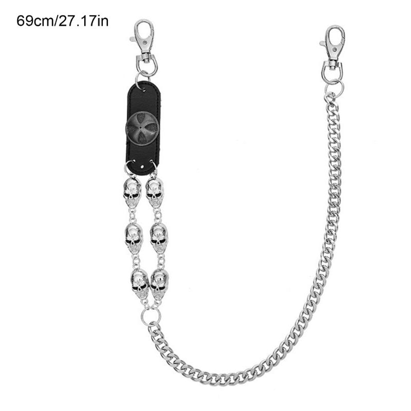 Fashionable Skull Chain Belt Adjustable Metal Chain for Pants Perfect for Street Style and Music Festival Outfits
