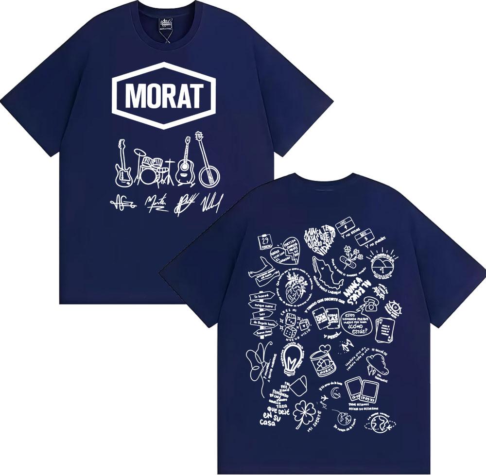 Rock Band Morat Album Tour Print T Shirt Mens Clothing Harajuku Vintage Gothic Tshirts Man Hip Hop Comfort Cotton Tshirt
