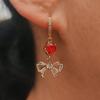 1 Pair Fashion Bow Dangle Earrings for Women Cubic Zirconia Earring Jewelry Christmas Party Accessories