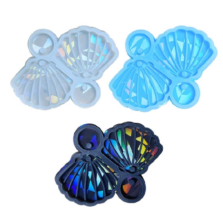 Holographic Seashells Silicone Earrings Mold DIY Ear Ring Epoxy Resin Moulds