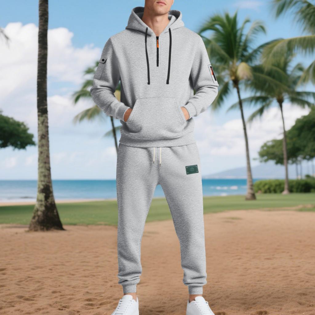 Men's Cargo Hoodie Set | Loose Fit, Fleece Premium Cotton Blend, Warm | Versatile For Work, Daily & Casual