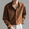 Herren Braunes Strukturierter Knopfleistenhemd Lässig Taschendetail Oversized Streetwear Oberteil