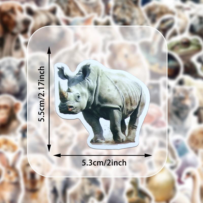 50PCS Watercolor Safari Animal Stickers Cute Realistic Animals Aesthetic Decals Vinyl Waterproof for Water Bottle Laptop Luggage