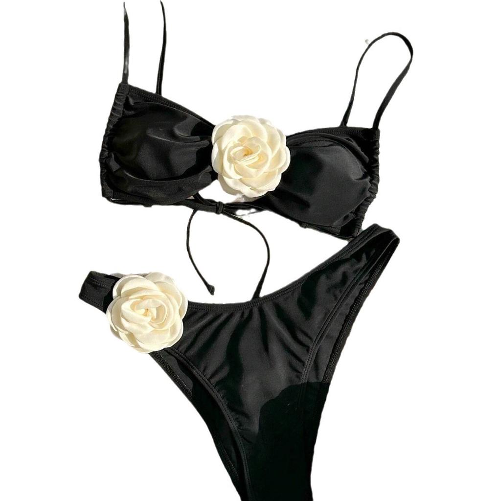 Europäischer und Amerikanischer Neuer Bikini-Badeanzug Mit Kordelzug-Trägern Und Sexy High-Waist-Slip Damen-Bikini