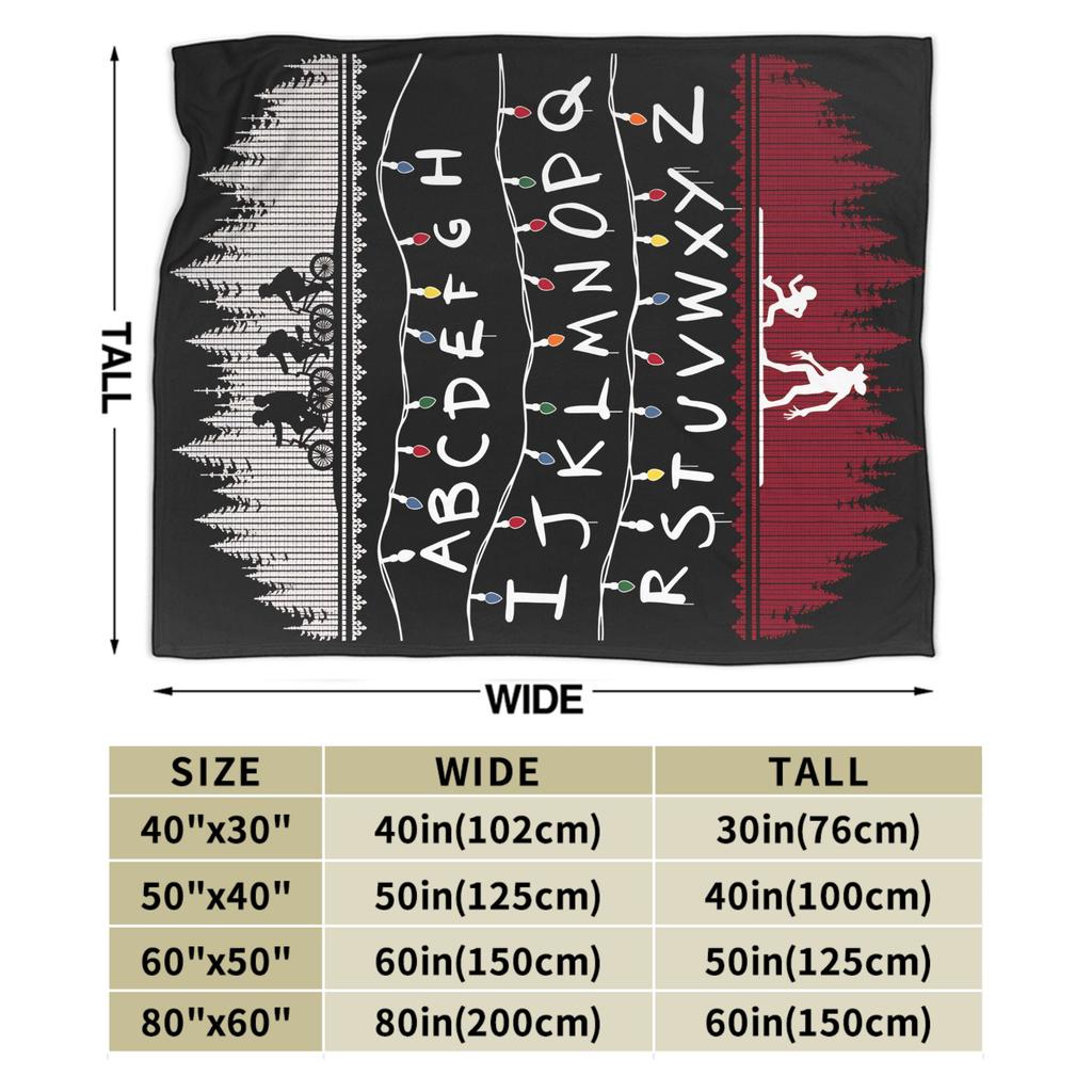 Warm Blanket Picnic Stranger Alphabet Lights Throw Blanket Flannel Bedspread For Home Decor Comfortable Sofa Bed Cover
