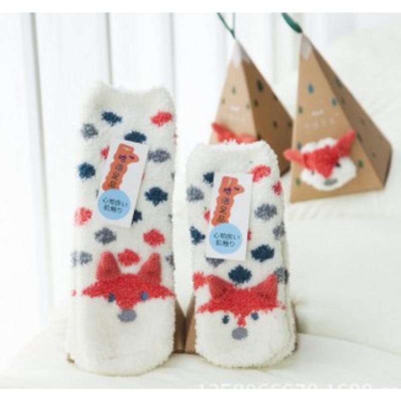 Winter Coral Fleece Cartoon Circle Socks for Ladies - Christmas Homewear Socks with Thick Padding - Christmas Limited Edition