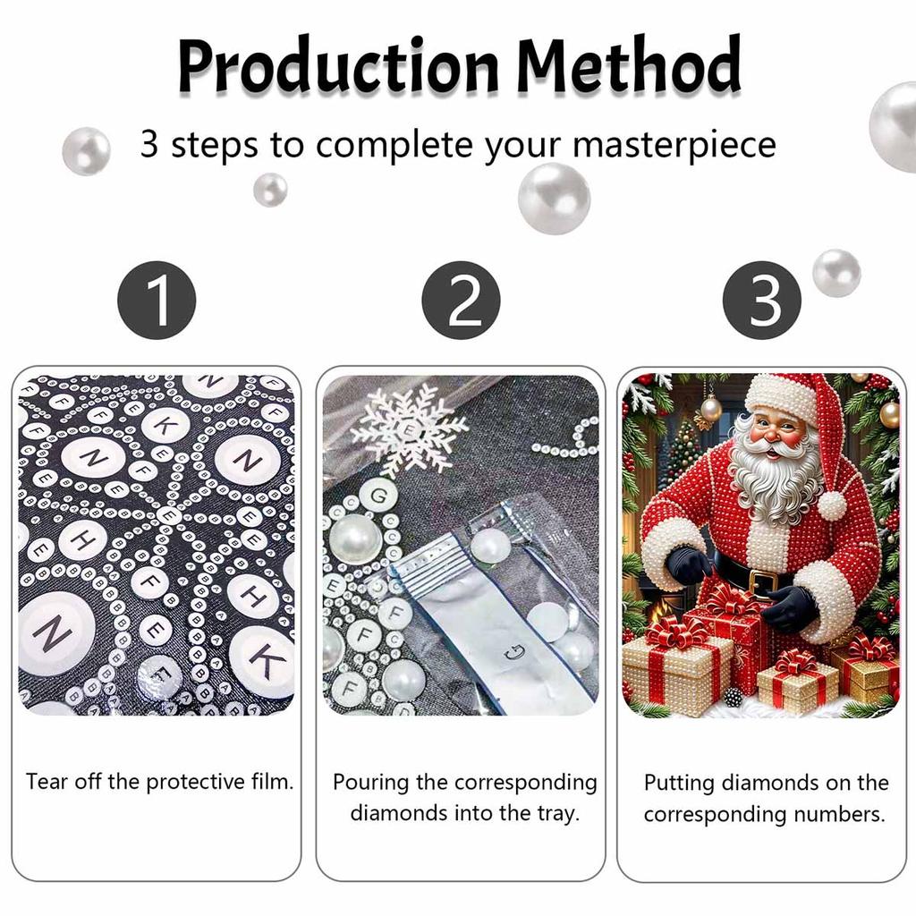 Christmas Pearl Painting Kit Handmade DIY Santa Claus Gift Box Home Decoration Painting