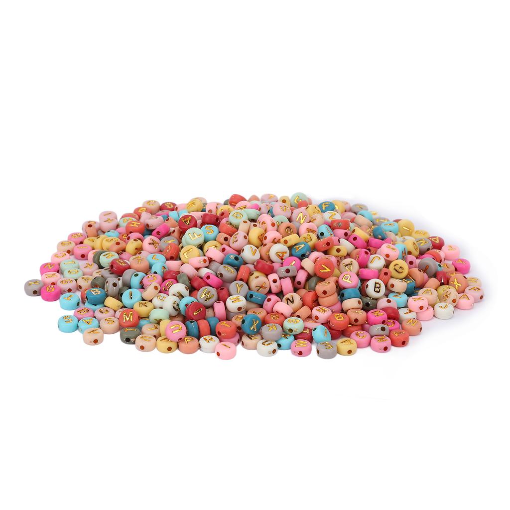 1200Pcs Acrylic Letter Beads Smoother Comfortable Edges Round Colored Beard Beads for DIY Bracelet