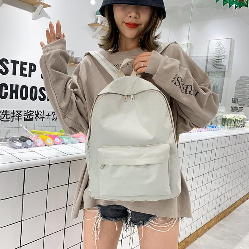 Koreansk Solid Ryggsekk Student Skolesekk Kvinner Menn Stor Kapasitet Reiseveske Ryggsekk