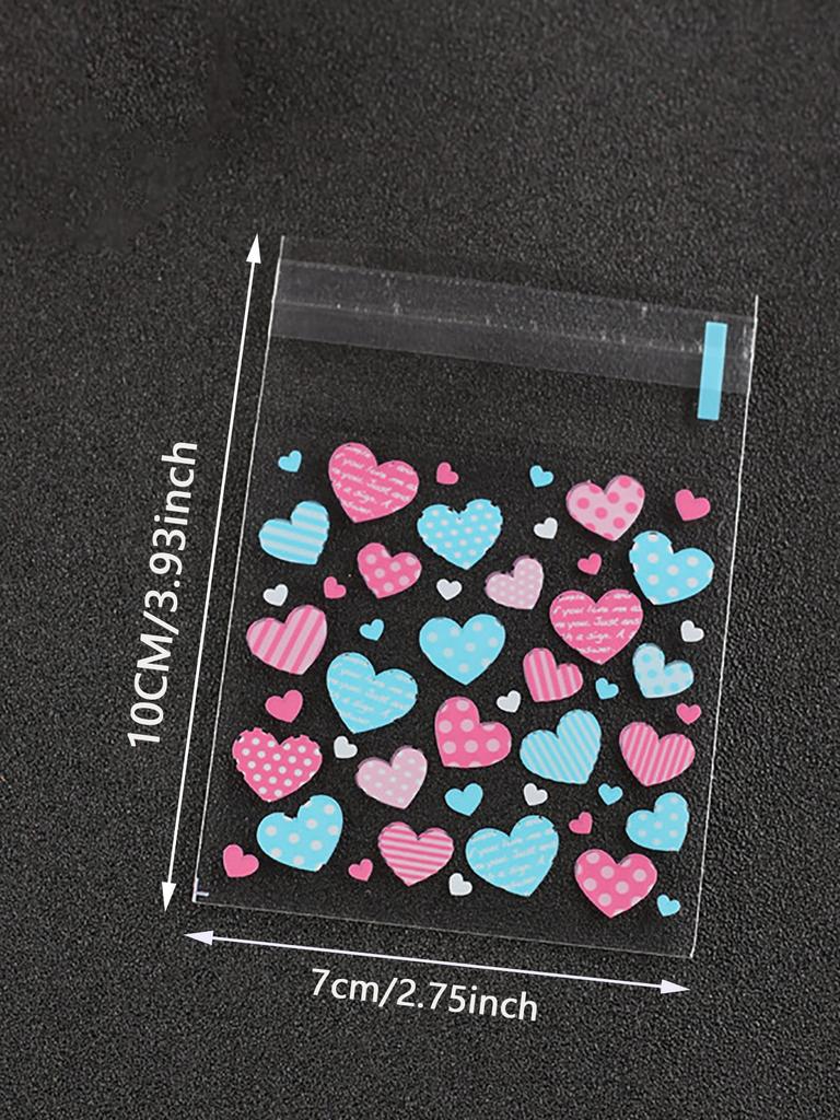 100pcs -Plastic Packaging Bags Cookie Candy Bag Pink Love Christmas Wedding Gift Bags Biscuit Baking Cake Wrapper Pouches