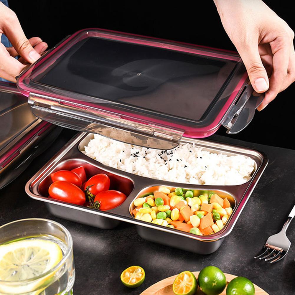 Boîte à déjeuner en acier inoxydable pour adultes Boîte Bento pour enfant Contenant alimentaire pour étudiant