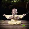 Ceramic Monk Figurine Zen Buddhist Decor Happy Buddha Meditation Monk Figurine for Yoga Room Feng Shui Laughing Buddha forOffice