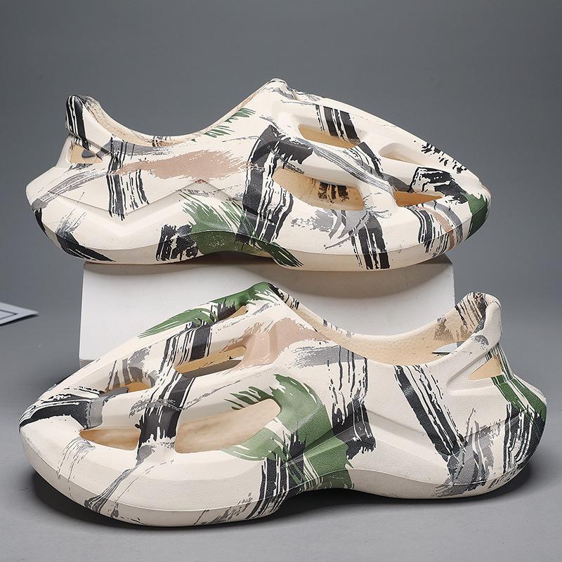

Summer outer wear stepping on shit hole shoes non-slip hollow bag head couple slippers outdoor sports beach coconut sandals 36 бежевий
