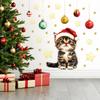 Cute Christmas Pets Wall Stickers Removable Vinyl Decals With Santa Hat Cats/Dogs For Kids Baby Room Bedroom Nursery Decoration
