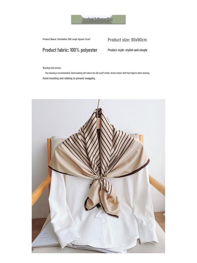 90×90 Großer Hochwertiger Schwarz-Weiß Gestreifter Schal: Professionelle Halsbekleidung, Stirnband & Sonnenschutz-Kopftuch