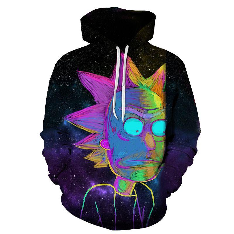 3d And Rick Print Womenmen Pullover Hoodie Sweatshirt Tops Jumper
