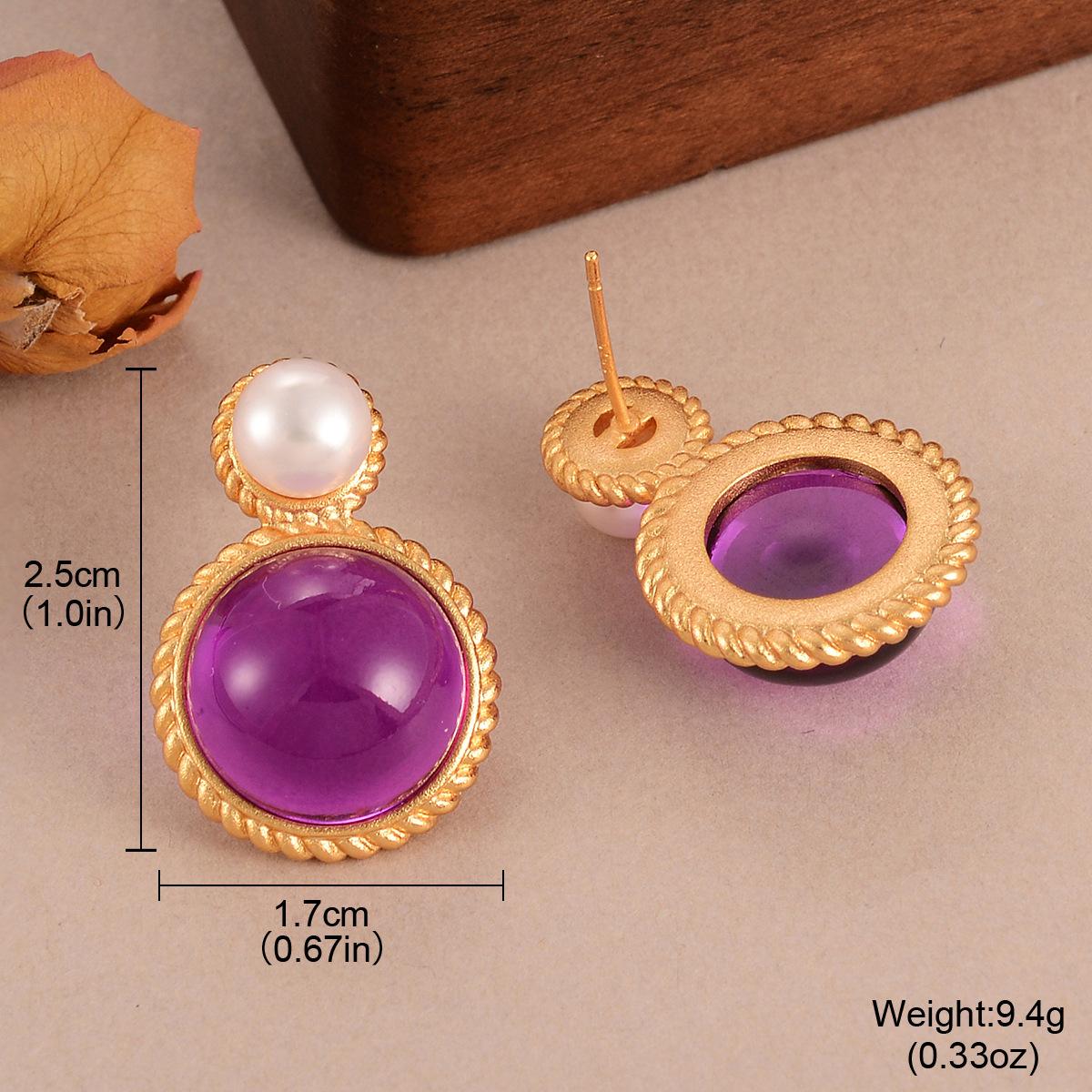 

Natural pearl earrings medieval vintage stud earrings high sense temperament round simple retro versatile earrings women