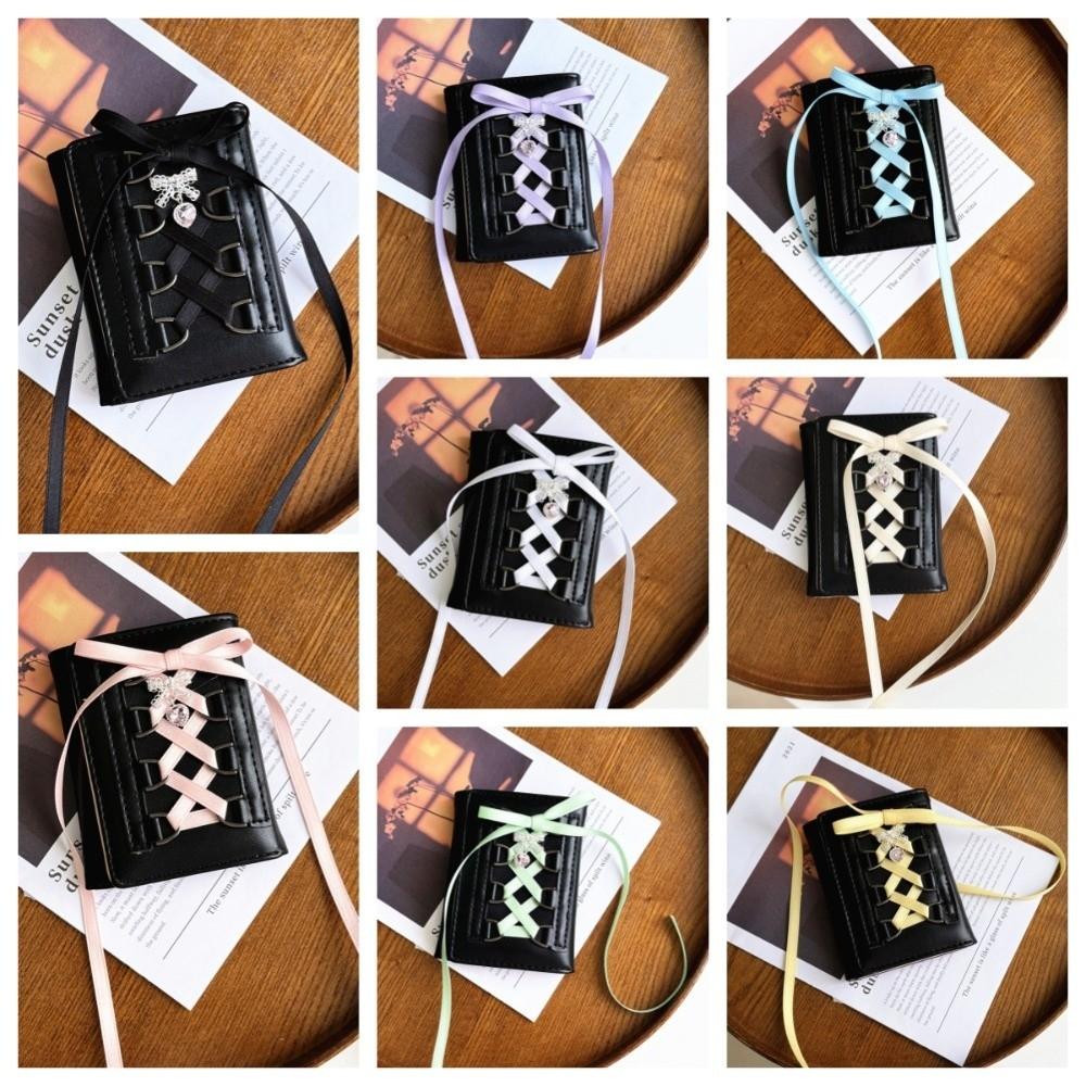 Silk Ribbon Balletcore Three Fold Wallet Korean Style Crossover Strappy Card Bag Girls