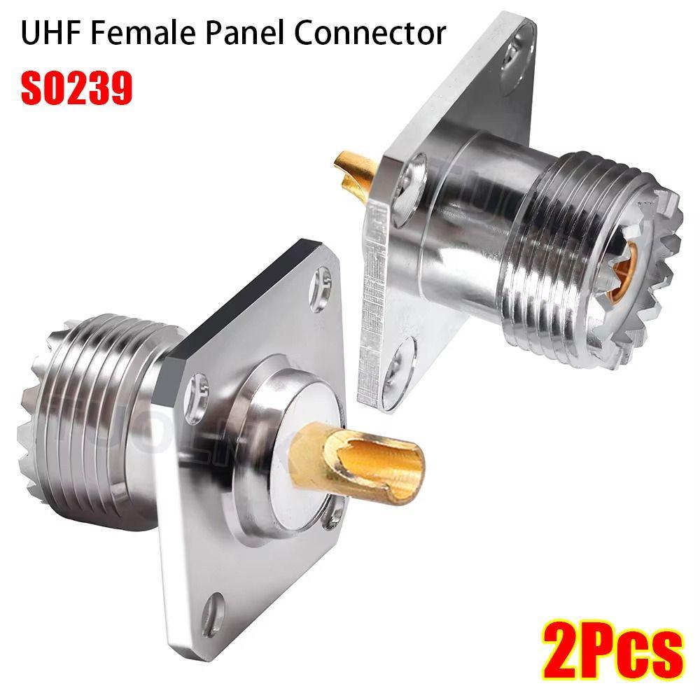 2Pcs PL259 Solder Cup Chassis Mount Connector SO239 RF Coax Adapter Flange Panel Coaxial Connector